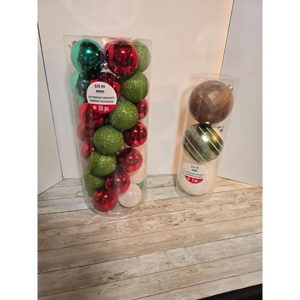 Christmas bulb ornaments new‎ red white green gold silver